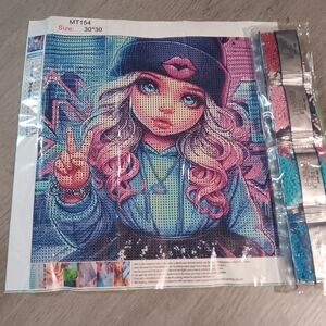 Colorful Diamond Painting Kit with Girl Design 30x30